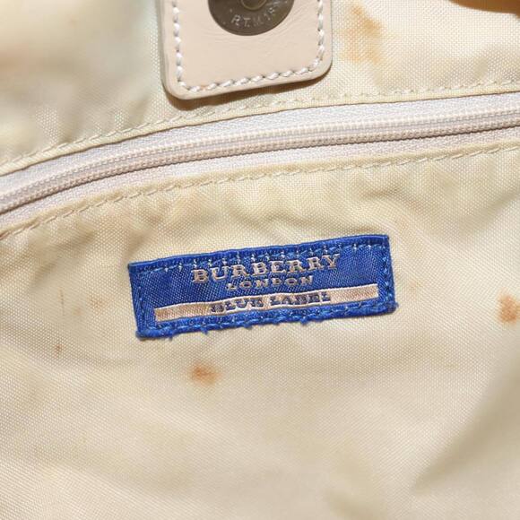 BURBERRY Nova Check Blue Label Tote Bag Nylon Beige Silver Auth 96792 - Picture 10 of 16
